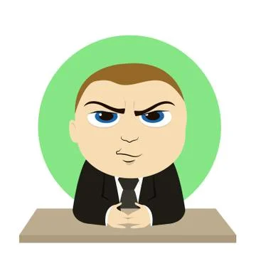 Angry boss at the table Stock Illustration