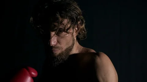 Angry boxer in front of camera. Stock Footage 92164046