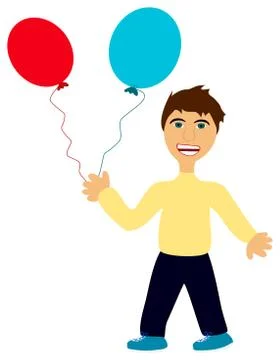 Angry boy with balloons Stock Illustration
