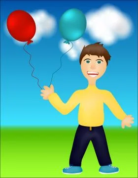 Angry boy with balloons 스톡 일러스트