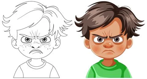 Angry Boy Cartoon Expression Stock Illustration