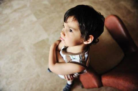 Angry boy indoor Foto stock