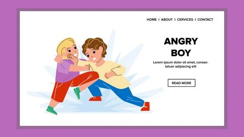Angry Boy Kicking Classmate On Playground Vector Illustrazione stock