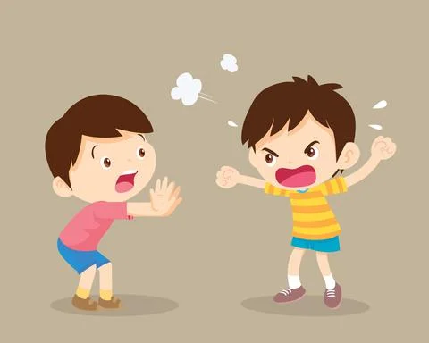 Angry boy shouting and action to friend Stock Illustration