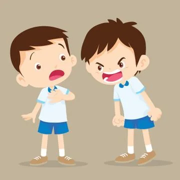 Angry boy shouting at friend Stock Illustration