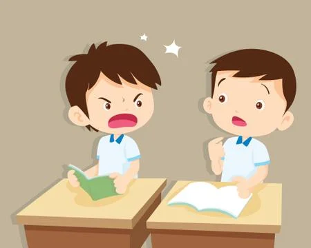 Angry boy shouting at friend Stock Illustration