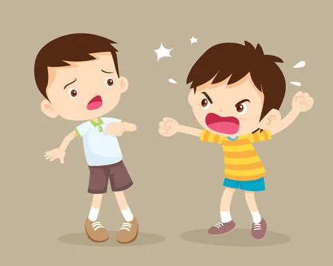 Angry boy shouting friend Stock Illustration