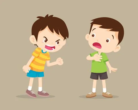 Angry boy shouting at friend Stock Illustration