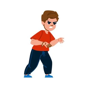 Angry boy showing aggressive behavior during conflict Stock Illustration