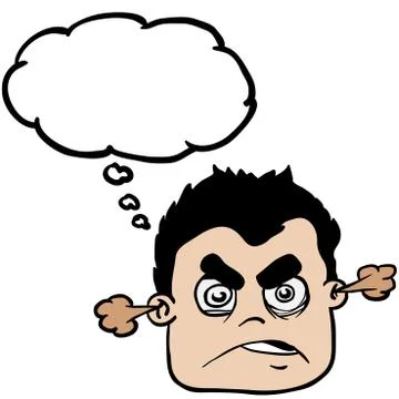 Angry boy with thought bubble Stock Illustration