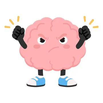 Angry Brain Character Mental Strength and Stress Concept Stock Illustration