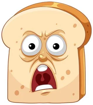 Angry Bread Slice Cartoon Illustrazione stock