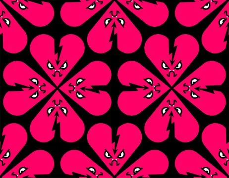 Angry broken heart pattern seamless. Disappointed love background. 스톡 일러스트