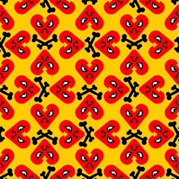 Angry broken heart pattern seamless. Disappointed love background. 스톡 일러스트