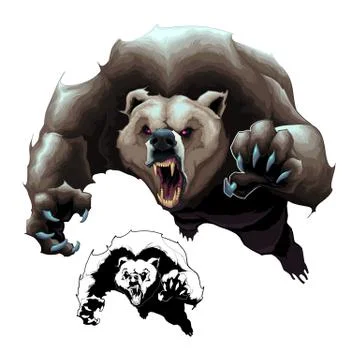 Angry brown bear Stock Illustration