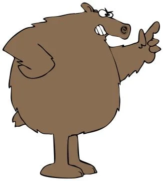 Angry brown bear wagging its finger Stock Illustration