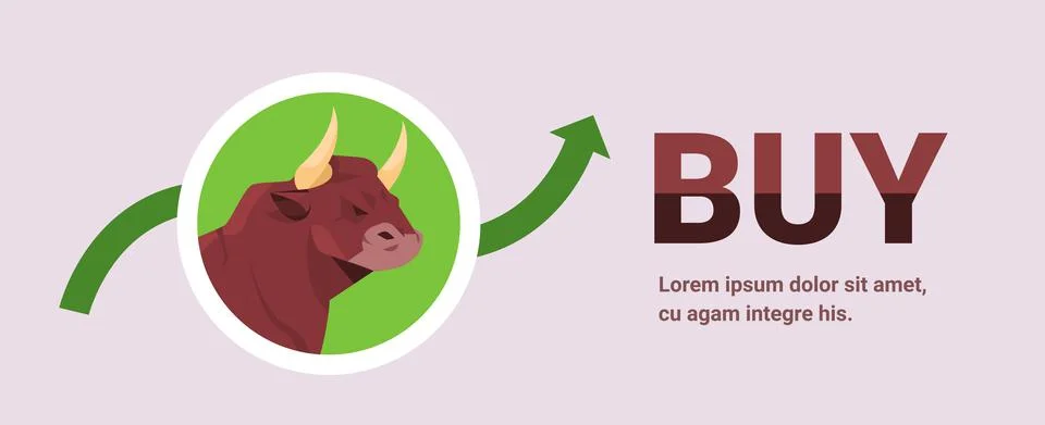 Angry bull animal market trend stock exchange trading finance chart with green Stock Illustration