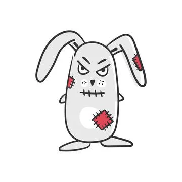 Angry bunny digital design for creating decor and printing on t-shirts, caps Illustrazione stock