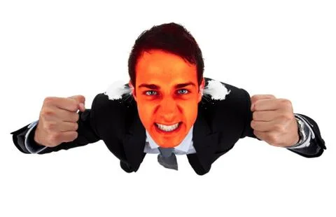 Angry business man with red exploding face 2 스톡 사진