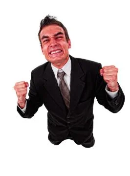 Angry business man with red exploding face 스톡 사진