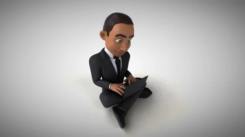 Angry businessman coding - 3D Animation Stock Footage 83456442