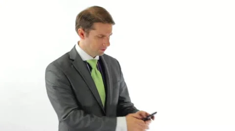 Angry Businessman Texting Stock Footage 11721762