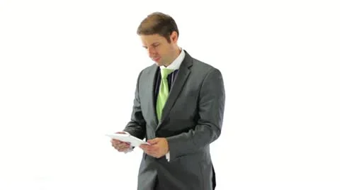 Angry Businessman Using a Tablet Stock Footage 11722067