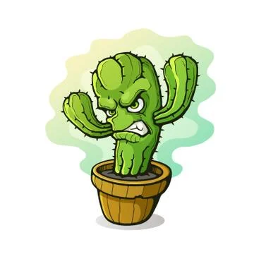 Angry cactus in a flowerpot Illustrazione stock
