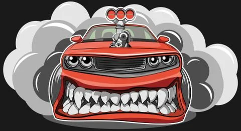 Angry car Stock Illustration