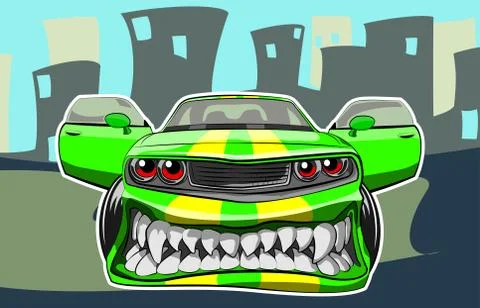 Angry car Stock Illustration