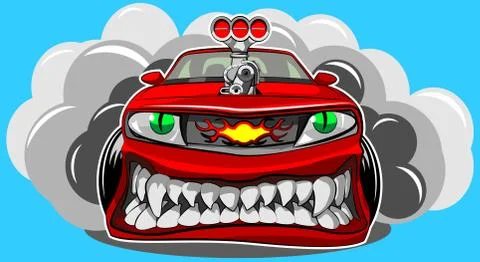 Angry car Stock Illustration