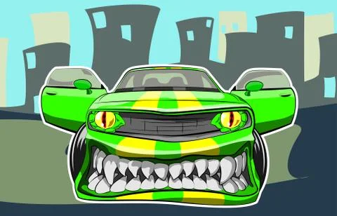 Angry car Stock Illustration