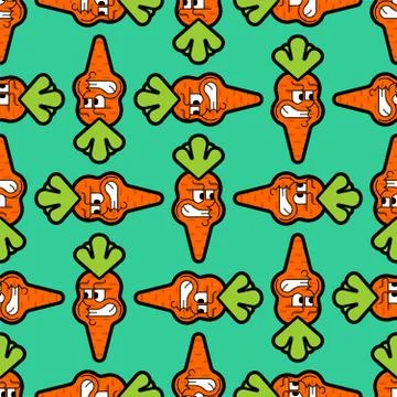 Angry carrot pattern seamless. Evil vegetable background. Vector illustration Stock Illustration