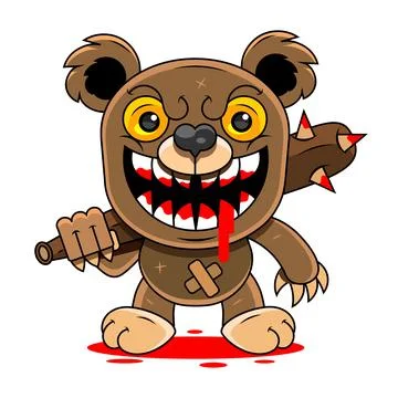 Angry cartoon bear roaring. Vector illustration with simple gradients. Illustrazione stock