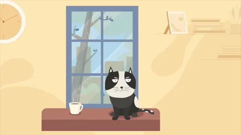 Angry Cartoon Cat Stock Footage 281293511