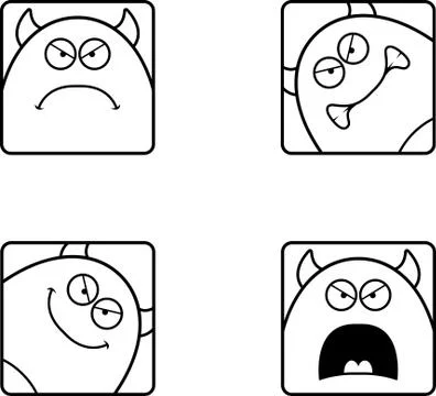 Angry Cartoon Devil Icons Stock Illustration