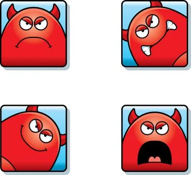 Angry Cartoon Devil Icons Stock Illustration