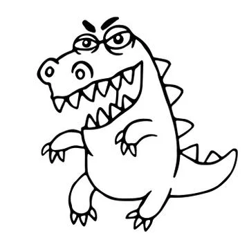 Angry cartoon dragon. Vector illustration. Stock Illustration