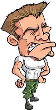Angry cartoon drill sergeant with buzz cut Stock Illustration