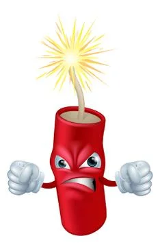 Angry cartoon dynamite stick Stock Illustration
