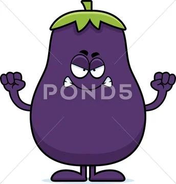 Angry cartoon eggplant Stock Illustration