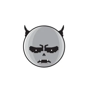Angry Cartoon Face With Devil Horns Negative People Emotion Icon Illustrazione stock