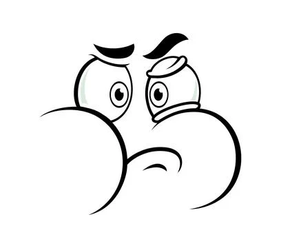 Angry cartoon face expression with puffed cheeks Stock Illustration