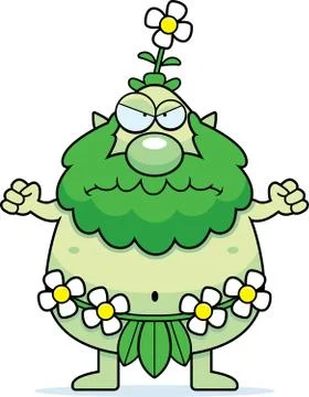 Angry Cartoon Forest Sprite 库存插图