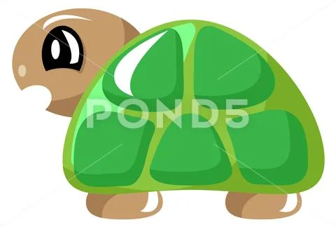 Angry Cartoon Green Turtle Tortoise Vector Illustration Stock Illustration