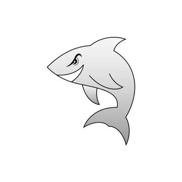 Angry cartoon grey shark vector illustration isolated on white background. Stock Illustration