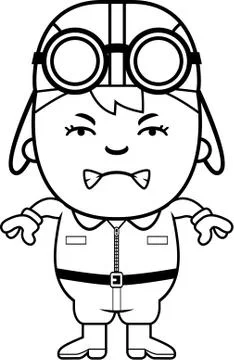 Angry Cartoon Pilot Stock Illustration