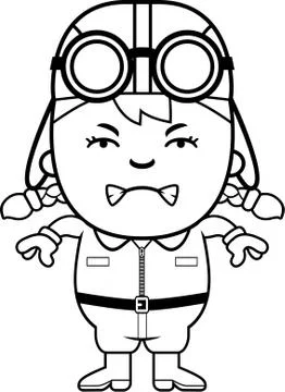 Angry Cartoon Pilot Stock Illustration