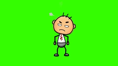 Angry Cartoon Stick Man: Loop + Matte Video stock 70843133
