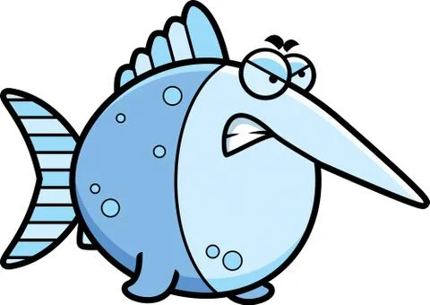 Angry cartoon swordfish Stock Illustration